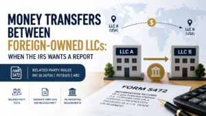 intercompany money transfers between foreign-owned LLCs and Form 5472 related-party reporting